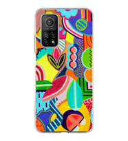 PrintiFy Xiaomi Mi 10T ile Uyumlu 1mm Slim Fit Retro Colors 6 Baskılı Şeffaf  Kılıf