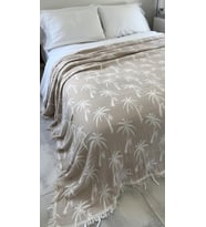 Desen 4 Katlı Müslin Pike Yatak Örtüsü Battal Boy 240x260 cm Bej