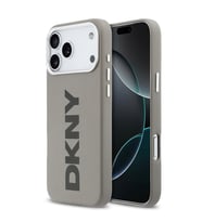Apple iPhone 17 Pro Max Uyumlu Kılıf DKNY Orjinal Lisanslı M-safe Şarj Özellikli PU Büyük Dikey Logolu Kapak (Bej)