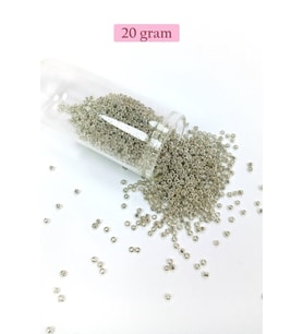 Dökme Cam Kum Boncuk (11/0) 2 mm - 20 Gram - Gümüş - BNC022