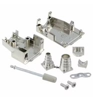 Harting 09670090435 D-Sub 9 Pin Metalize Plastik Kapak DB9 Backshell 75° 180° Giriş