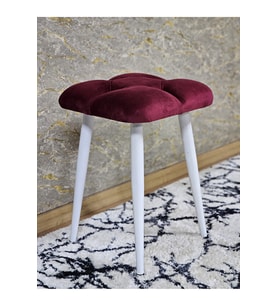 Kare Beyaz Boyalı Konik Ayaklı Tabure - Oturak - Bar Taburesi - Ayaklı Tabure Bordo Renk 33 x 48 Boyut/Ebat (Çok Renkli)