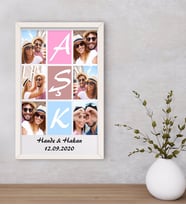BK Gift Kişiye Özel Aşk Temalı Dekoratif Ahşap Beyaz Çerçeveli Tablo 40x25cm-1