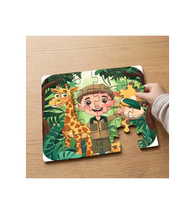 Mutlu Çocuk ve Zürafalar Tasarımlı 24 Parça Ahşap Çocuk Puzzle MPK0951