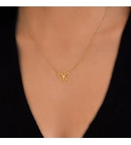 Kişiye Özel 925 Ayar Gümüş Kelebek Kolye (Gold)