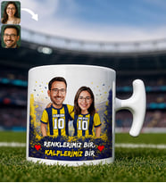 BK Gift Kişiye Özel İsimli Sarı-Lacivert Sevgili Tasarımlı Hammer Kupa Bardak – İsim ve Forma Numaralı Taraftar Kupa, Doğum Günü Hediyesi