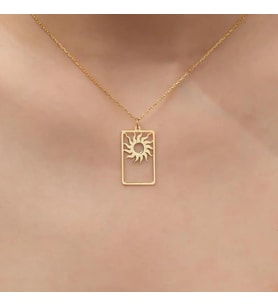 Kişiye Özel 925 Ayar Gümüş Güneş Figürlü Kolye (Gold)
