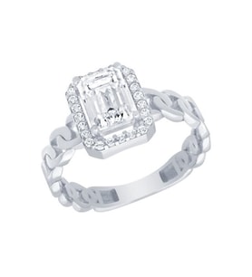 Diamond Line-Gülaylar Beyaz Altın 14 Ayar Baget Taşlı Yüzük