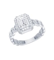 Diamond Line-Gülaylar Beyaz Altın 14 Ayar Baget Taşlı Yüzük