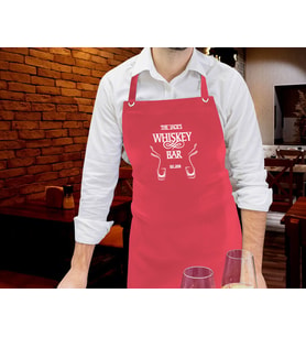 BK Gift Kişiye Özel İsimli Tarihli Bar Tasarımlı Profesyonel Kırmızı Mutfak Önlüğü, Aşçı Önlüğü, Şef Önlüğü, Arkadaşa Hediye-11