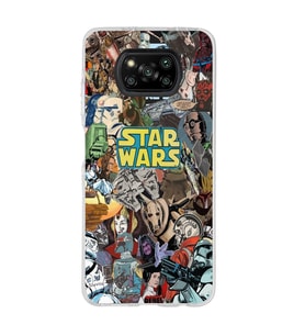 Poco X3 Pro / X3 NFC Uyumlu Star Wars Kolaj Tasarımlı Şeffaf Telefon Kılıfı