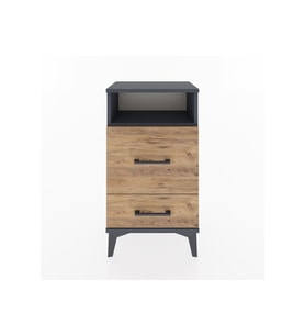 Arges Komodin Tek Raflı 2 Çekmeceli 44x30x80 Antrasit-Çam