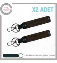 Profesyonel ve Tarz Sahibi Kurye Hediyesi, İsim ve Plaka Yazılı Deri Anahtarlık, Koyu Kahve-lacivert