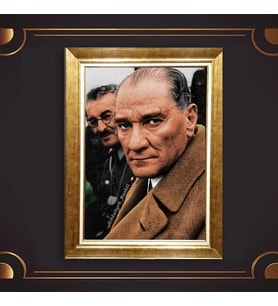 Özel Seri Paspartulu Çerçeveli Atatürk Tablo l671 (Gold)