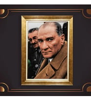 Özel Seri Paspartulu Çerçeveli Atatürk Tablo l671 (Gold)