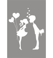 Süpriz Yapan Sevgililer Araba Oto Sticker Yapıştırma 15cm Beyaz