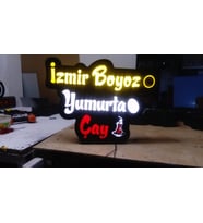 Yumurta Çay Yazılı Tabela 3D Led Neon Etkili Işıklı Tabela 30X45 CM Tek Taraflı