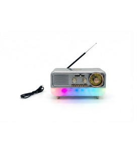 Retro Tasarım Bluetooth Hoparlör ve 3 Bantlı Radyo – Şarjlı ve RGB Işıklı Taşınabilir Ses Sistemi
