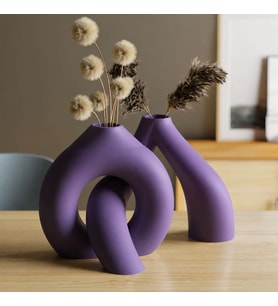 3D Baskı Interlocking Vazo - İç İçe Geçen Dekoratif Vazo-Mor