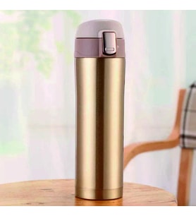 Kilit Sistemli Sızdırmaz 304 Paslanmaz Çelik 450 Ml Çift Katmanlı Termos BPA İçermez FLYON-887GOLD
