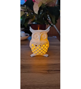 Minimalist tasarım Baykuş Led Mumluk Ahşap PLA Doğal Malzeme (Çok Renkli)