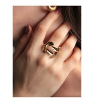 Trend Yaprak Model Antik Eskitme Ayarlanabilir Yüzük euy1241 (Sarı)