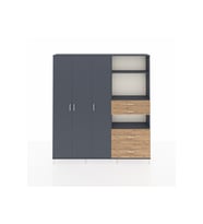 Arges Dolap 12 Raflı 4 Çekmeceli Tek Askılı 220x30x243 Antrasit-Antrasit/Çam