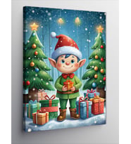 Kanvas Tablo Noel Ağaçları Ve Büyücü
