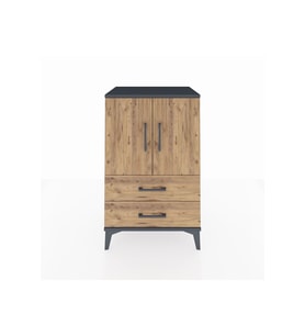 Hyperion Komodin 2 Raflı 2 Çekmeceli 2 Kapaklı 60x44x96 Antrasit-Çam