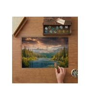 Göl - Bulutlu Gökyüzü - Manzara Tasarımı 240 parça Ahşap Puzzle Ahşap Kutuda MP04092