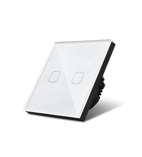 Oddity Çift Düğme Dokunmatik Işık Anahtarı Beyaz Cam Panel Nötrsüz 1 Way SK-A801-02