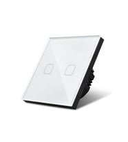 Oddity Çift Düğme Dokunmatik Işık Anahtarı Beyaz Cam Panel Nötrsüz 1 Way SK-A801-02