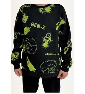 Erkek Çocuk Bisiklet Yaka  Baskılı Basic Uzun Kollu Sweatshirt