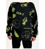 Erkek Çocuk Bisiklet Yaka  Baskılı Basic Uzun Kollu Sweatshirt (Siyah)