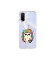 Vivo Y12S ile Uyumlu Splash Kirpi Tasarımlı Şeffaf Silikon Kılıf