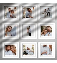 9 adet 25x25 Kare Çerçeve Fotoğraflar hediyesi (Beyaz)