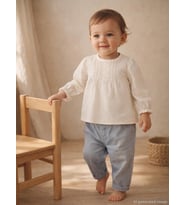Civil Baby Kol Lastıklı 6-18 Ay Gömlek - Ekru