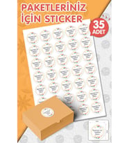 Siparişiniz İçin Teşekkür Ederiz Sticker 35 Adet  4 cm Opak Sticker Paketleme Yapışkanlı Etiket-T986