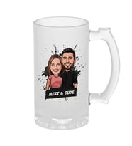 Sevgiliye Hediye Karikatürlü Bira Bardağı