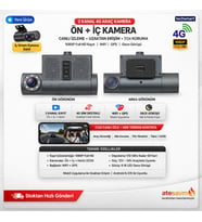 TECHSMART 2 Kanal 4G Araç Kamera Ön + İç 1080P Full HD WiFi GPS Gece Görüşlü Canlı İzleme