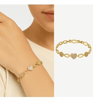 Kadın Tam Tur Xuping Bileklik - Diamond Cut Model - Kalp Detaylı - Beyaz Zirkon Taşlı - Altın Renk