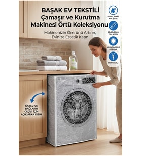 Fermuarlı Çamaşır Kurutma Makinesi Örtüsü Su Toz Geçirmez PVC