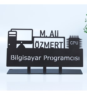 Bilgisayar Programcısı Masaüstü İsimlik - Metal Masa İsimliği - Hediye Ofis İsimlik
