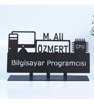 Bilgisayar Programcısı Masaüstü İsimlik - Metal Masa İsimliği - Hediye Ofis İsimlik