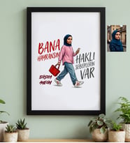 Kişiye Özel Karikatürlü Bana Hayransın Siyah Çerçeve Doğum Günü Hediyesi