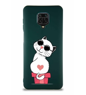 Xiaomi Redmi Note 9S Soft Premier Kapak Coolcat Tasarımlı Silikon Kılıf - Yeşil (Şeffaf)