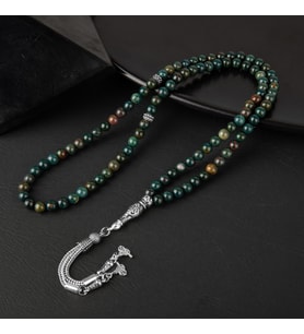 Kan Taşı Doğal Taş Tesbih 99luk - 6mm (Çok Renkli)