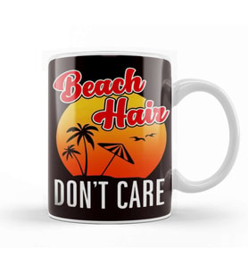 Beach Hair Island Vacation Summer Travel Ocean Sunbathing Kupa Bardak Porselen