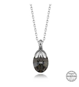 Swarovski Crystal Taşlı Oval Gümüş Kadın Kolye