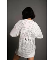 Bisiklet Yakalı Sırt Baskılı Oversize T-Shirt - Beyaz